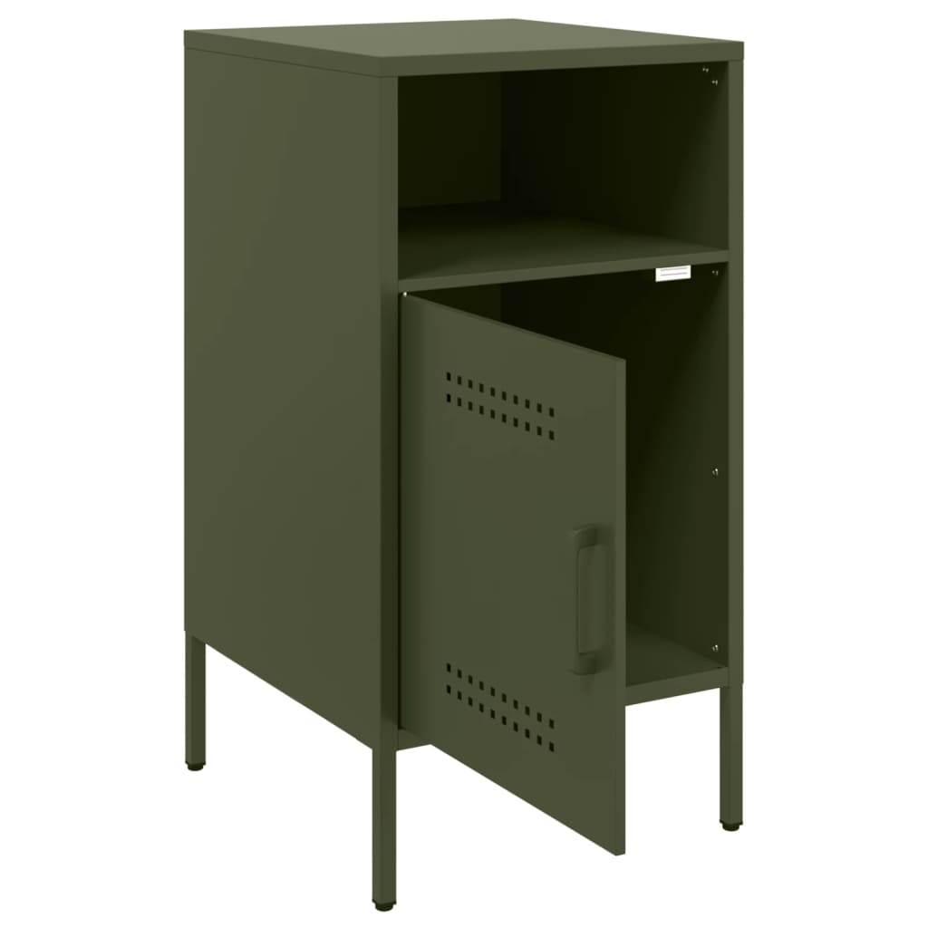 Mesa de cabeceira 36x39x68 cm aço verde-azeitona