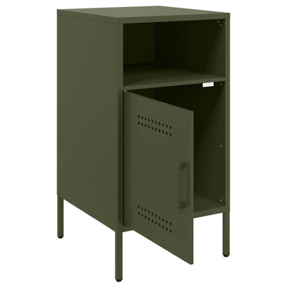 Mesa de cabeceira 36x39x68 cm aço verde-azeitona