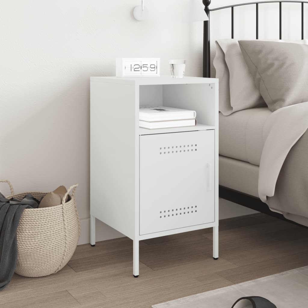 Mesa de cabeceira 36x39x68 cm aço branco