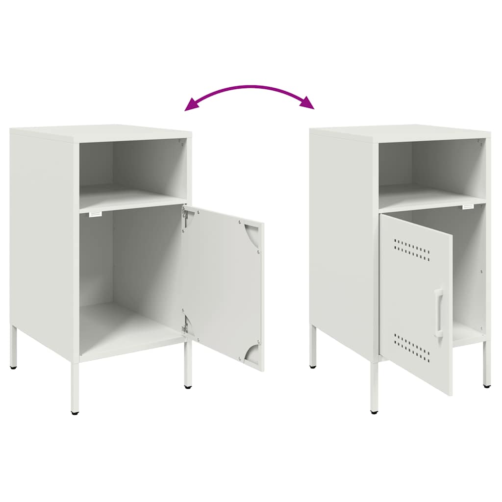 Mesas de cabeceira 2 pcs 36x39x68 cm aço branco