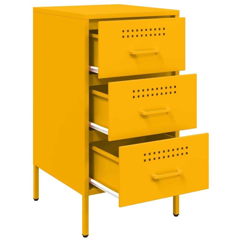 Mesas de cabeceira 2 pcs 36x39x68 cm aço amarelo mostarda