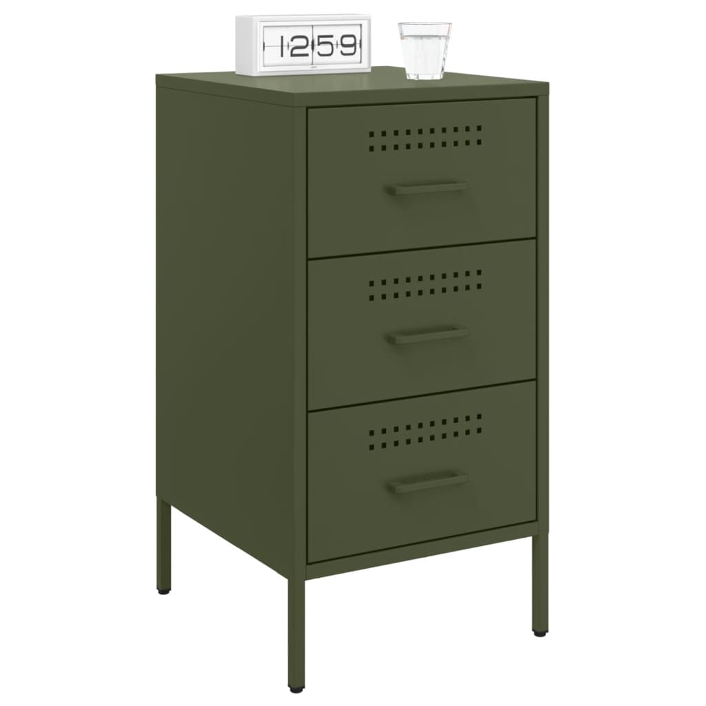 Mesa de cabeceira 36x39x68 cm aço verde-azeitona