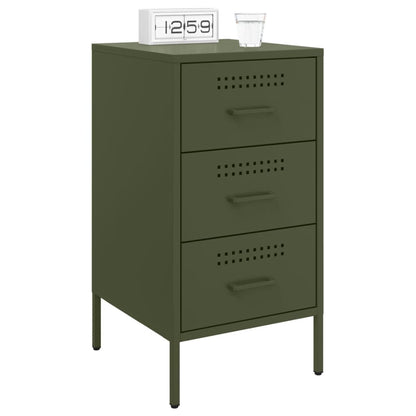 Mesa de cabeceira 36x39x68 cm aço verde-azeitona