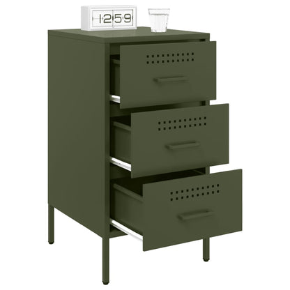 Mesa de cabeceira 36x39x68 cm aço verde-azeitona