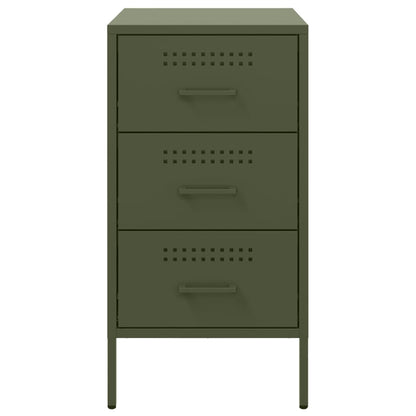 Mesa de cabeceira 36x39x68 cm aço verde-azeitona