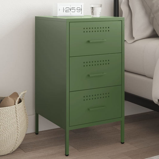 Mesa de cabeceira 36x39x68 cm aço verde-azeitona