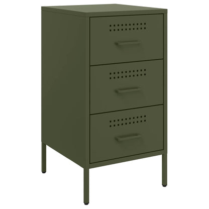 Mesas de cabeceira 2 pcs 36x39x68 cm aço verde-azeitona
