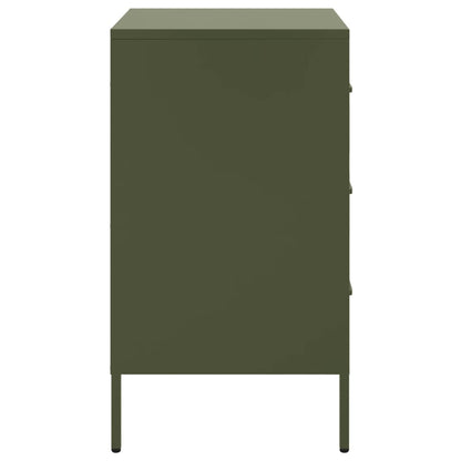 Mesas de cabeceira 2 pcs 36x39x68 cm aço verde-azeitona