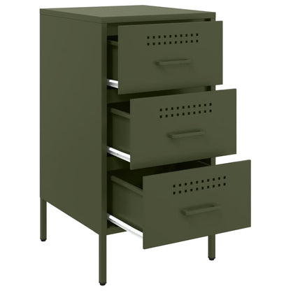 Mesas de cabeceira 2 pcs 36x39x68 cm aço verde-azeitona