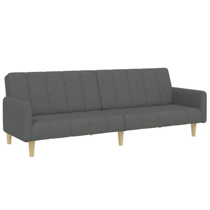 Sofá-cama de 2 lugares c/ apoio de pés tecido cinzento-escuro
