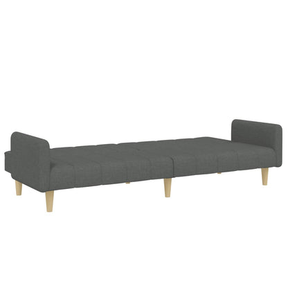 Sofá-cama de 2 lugares c/ apoio de pés tecido cinzento-escuro