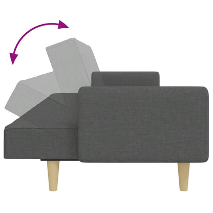 Sofá-cama de 2 lugares c/ apoio de pés tecido cinzento-escuro