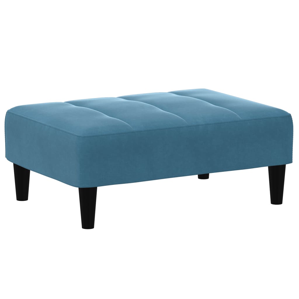 Sofá-cama 2 lugares c/ apoio de pés veludo azul