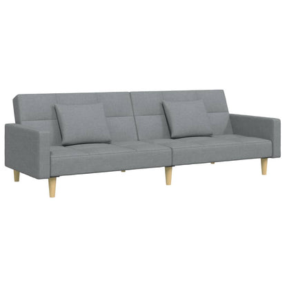 Sofá-cama de 2 lugares c/ apoio de pés tecido cinzento-claro