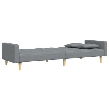 Sofá-cama de 2 lugares c/ apoio de pés tecido cinzento-claro
