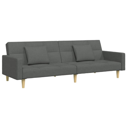 Sofá-cama de 2 lugares c/ apoio de pés tecido cinzento-escuro