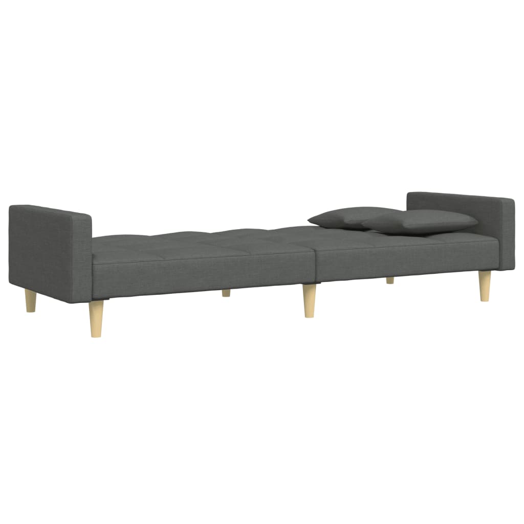 Sofá-cama de 2 lugares c/ apoio de pés tecido cinzento-escuro
