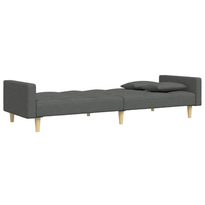 Sofá-cama de 2 lugares c/ apoio de pés tecido cinzento-escuro