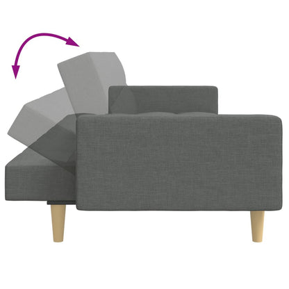 Sofá-cama de 2 lugares c/ apoio de pés tecido cinzento-escuro