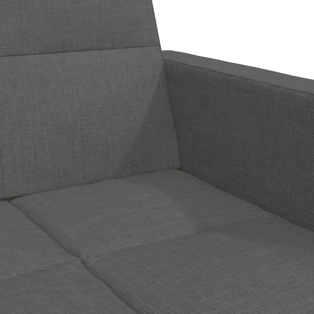 Sofá-cama de 2 lugares c/ apoio de pés tecido cinzento-escuro