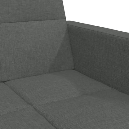 Sofá-cama de 2 lugares c/ apoio de pés tecido cinzento-escuro