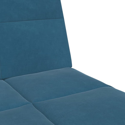 Sofá-cama 2 lugares c/ apoio de pés veludo azul
