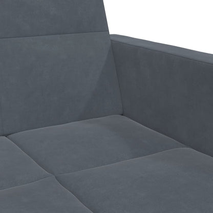 Sofá-cama 2 lugares c/ apoio de pés veludo cinzento-escuro