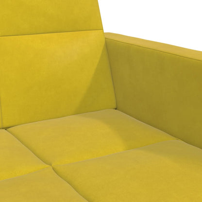 Sofá-cama 2 lugares c/ apoio de pés veludo amarelo