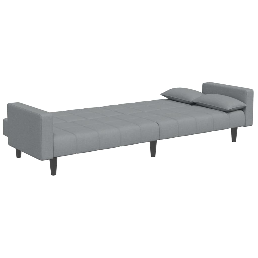 Sofá-cama de 2 lugares c/ apoio de pés tecido cinzento-claro