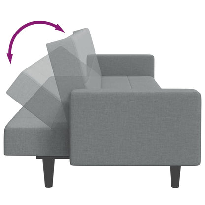 Sofá-cama de 2 lugares c/ apoio de pés tecido cinzento-claro