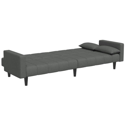 Sofá-cama de 2 lugares c/ apoio de pés tecido cinzento-escuro