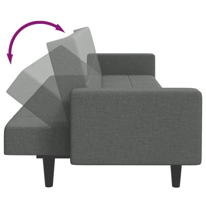 Sofá-cama de 2 lugares c/ apoio de pés tecido cinzento-escuro