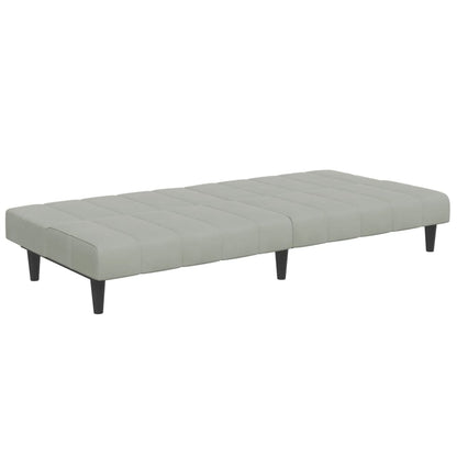 Sofá-cama 2 lugares c/ apoio de pés veludo cinza-claro