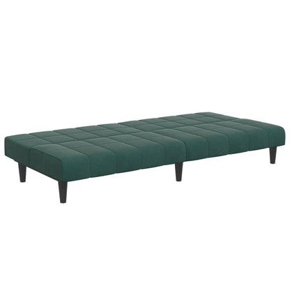 Sofá-cama 2 lugares c/ apoio de pés veludo verde-escuro