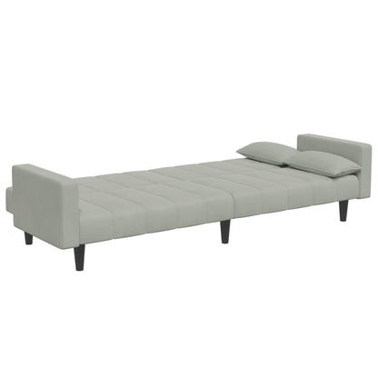 Sofá-cama 2 lugares c/ apoio de pés veludo cinza-claro