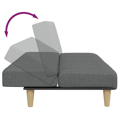 Sofá-cama de 2 lugares c/ apoio de pés tecido cinzento-escuro