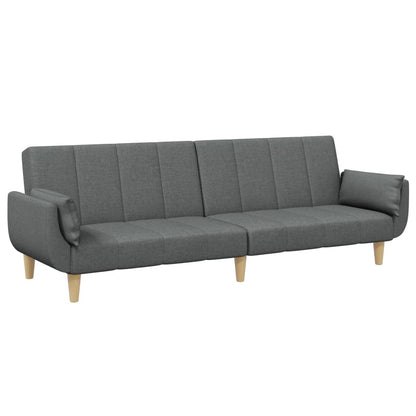 Sofá-cama de 2 lugares c/ apoio de pés tecido cinzento-escuro