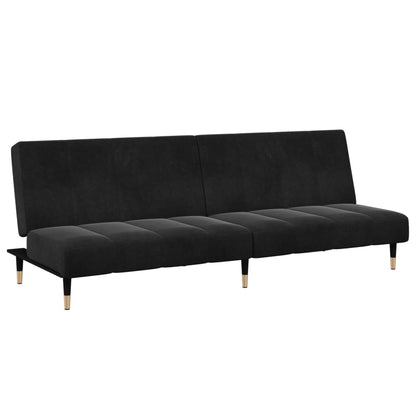 Sofá-cama 2 lugares c/ apoio de pés veludo preto