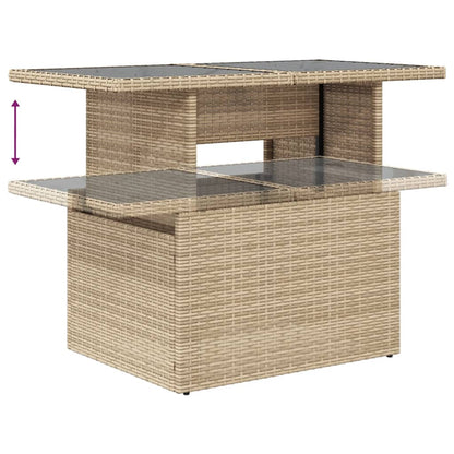 10 pcs conjunto de sofás p/ jardim com almofadões vime PE bege