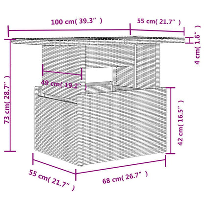 8 pcs conjunto sofás de jardim c/ almofadões vime PE castanho