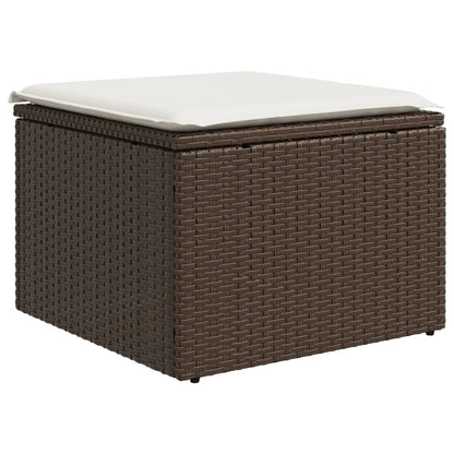 8 pcs conjunto sofás de jardim c/ almofadões vime PE castanho