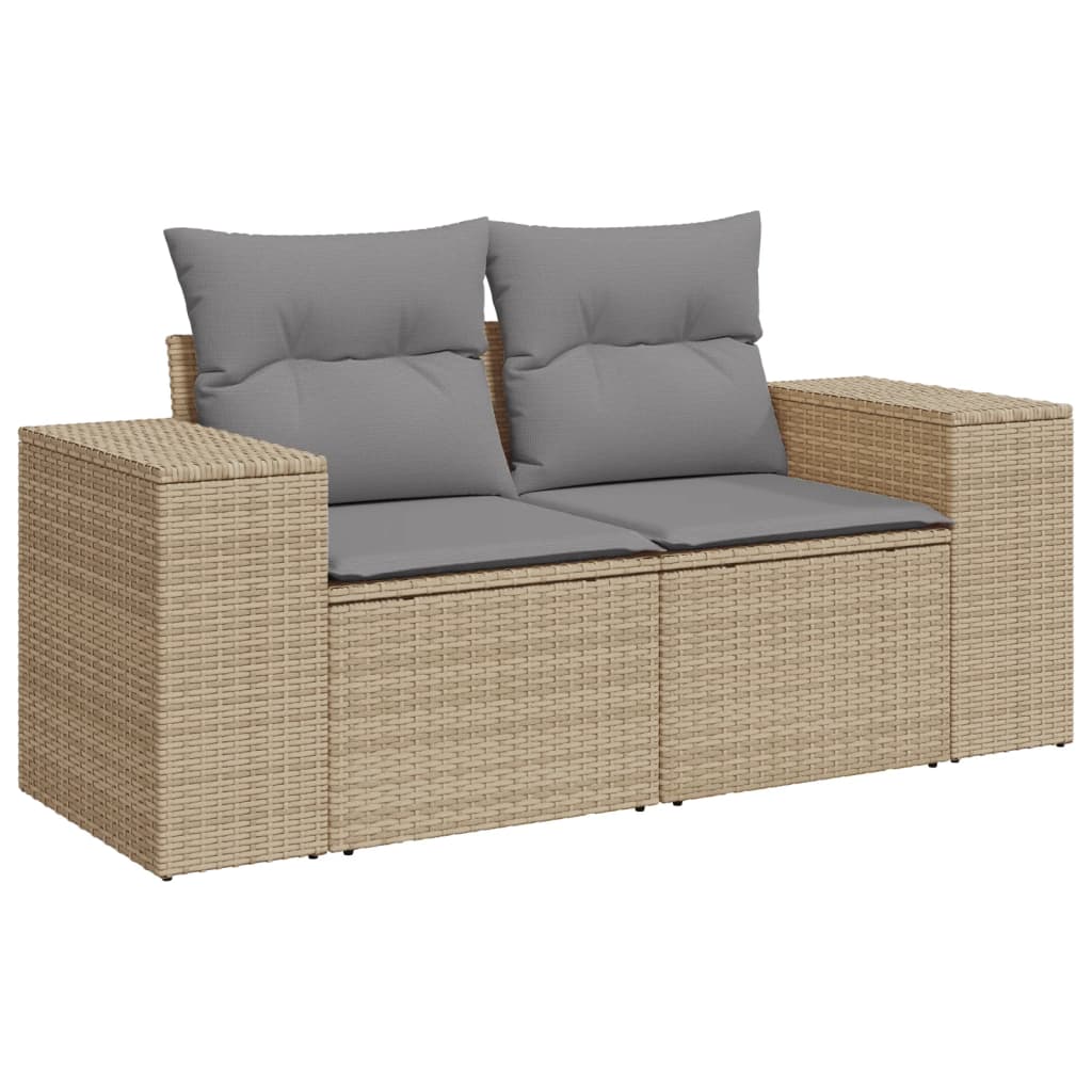 10 pcs conjunto de sofás p/ jardim com almofadões vime PE bege