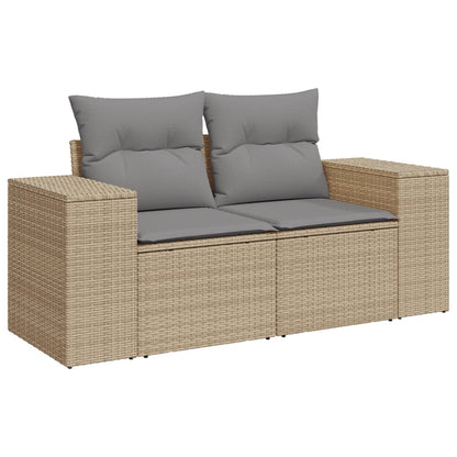10 pcs conjunto de sofás p/ jardim com almofadões vime PE bege