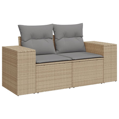 10 pcs conjunto de sofás p/ jardim com almofadões vime PE bege