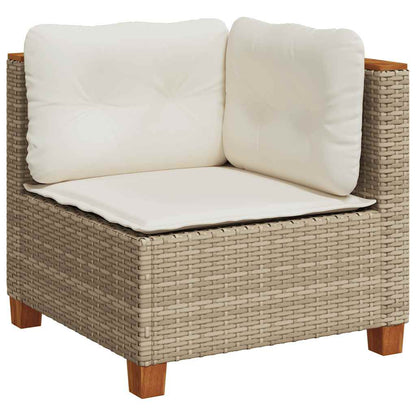 7 pcs conjunto de sofás p/ jardim com almofadões vime PE bege