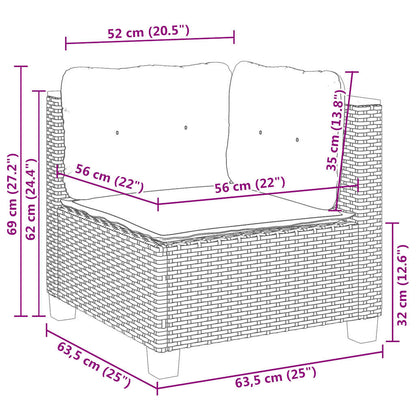 10 pcs conjunto de sofás p/ jardim com almofadões vime PE bege