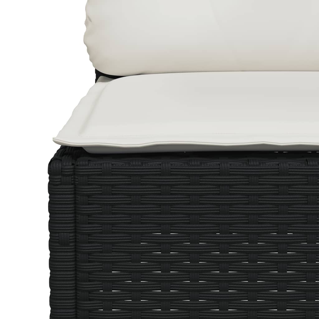 10 pcs conjunto sofás de jardim c/ almofadões vime PE preto