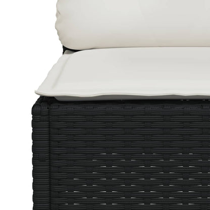 10 pcs conjunto sofás de jardim c/ almofadões vime PE preto