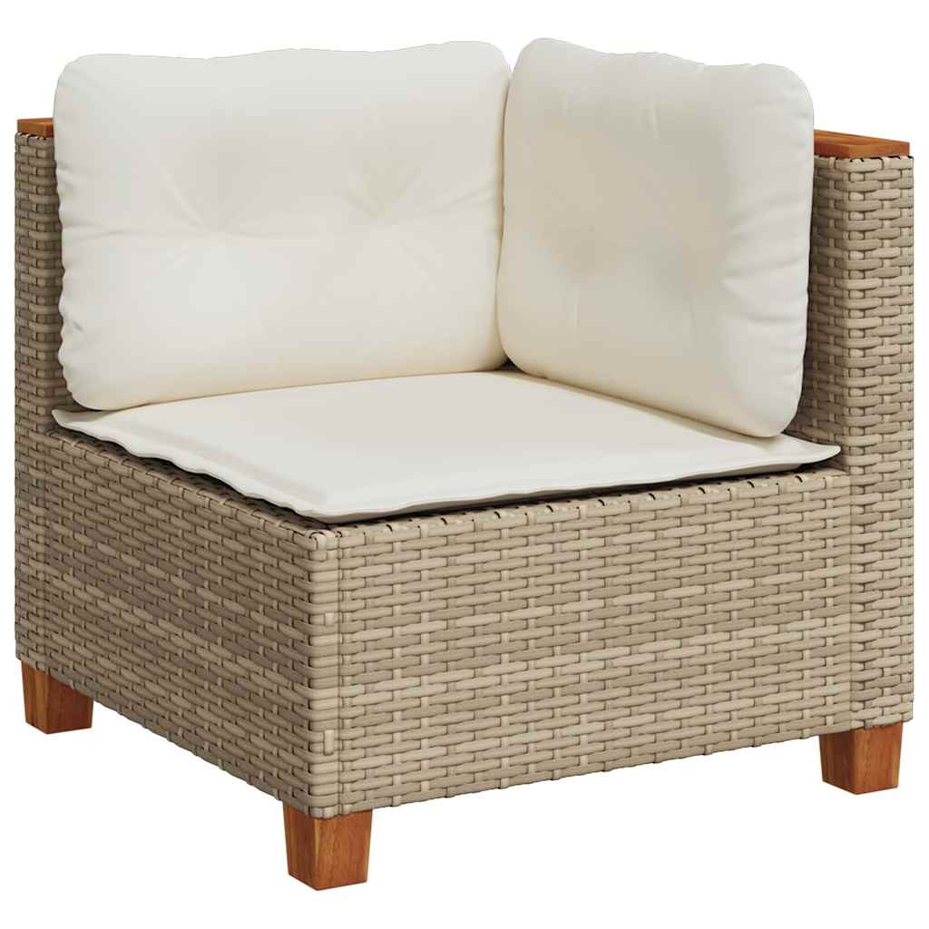 10 pcs conjunto de sofás p/ jardim com almofadões vime PE bege