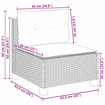 10 pcs conjunto de sofás p/ jardim com almofadões vime PE bege